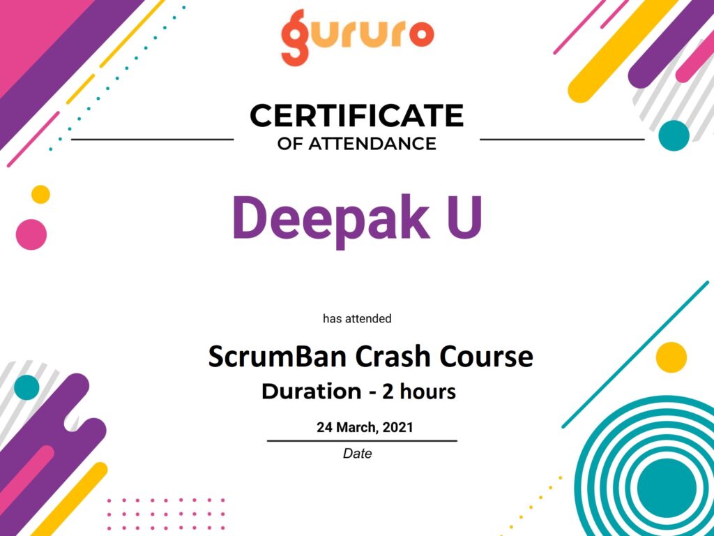 ScrumBan Course training certificate